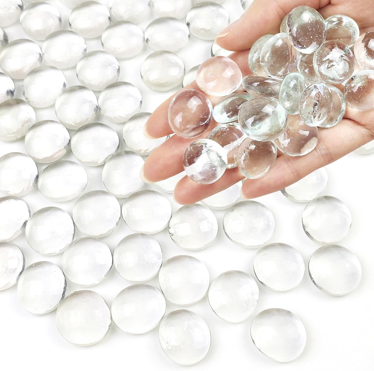 1 lb Clear Flat Glass Marbles – Approximately 100 Pieces